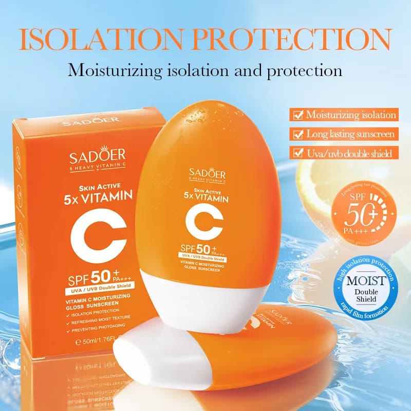 SPF50+PA+ ++SADOER Vitamin C Moisturizing Solar Cream Face Protection UV Waterproof Body