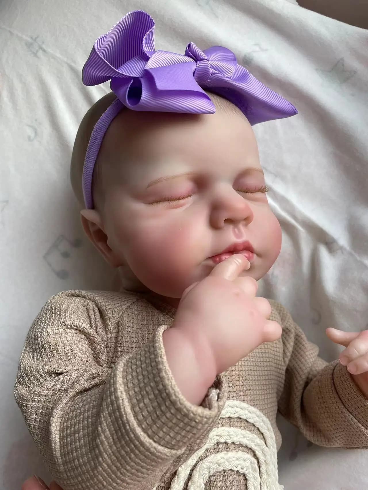 LouLou da 19 pollici in tessuto morbido corpo realistico neonato bambola rinata strati multipli pittura pelle 3D con vene visibili capelli dipinti a mano