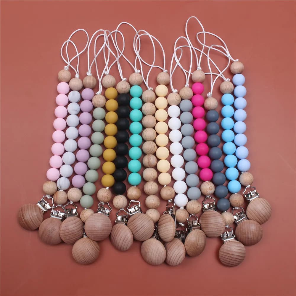 Nuovi clip per catena ciuccio per bambini Perline colorate Massaggiagengive Catena per dentizione in silicone morbido per la cura del bambino Succhietto Giocattoli da masticare Regali per la doccia
