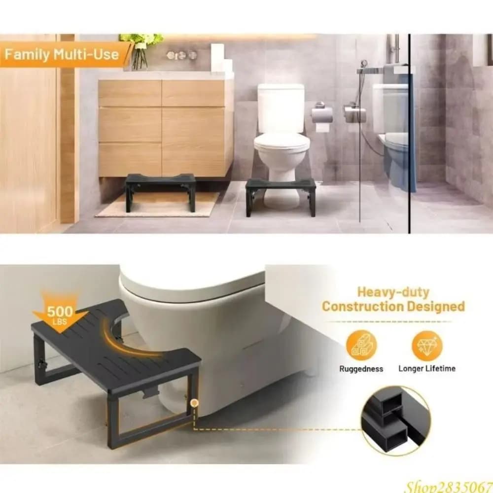 Removable Portable Toilet Stool Iron Wood Combination Non-slip Feet Stool Anti Constipation Anti-shrinking Cock Stool for Home