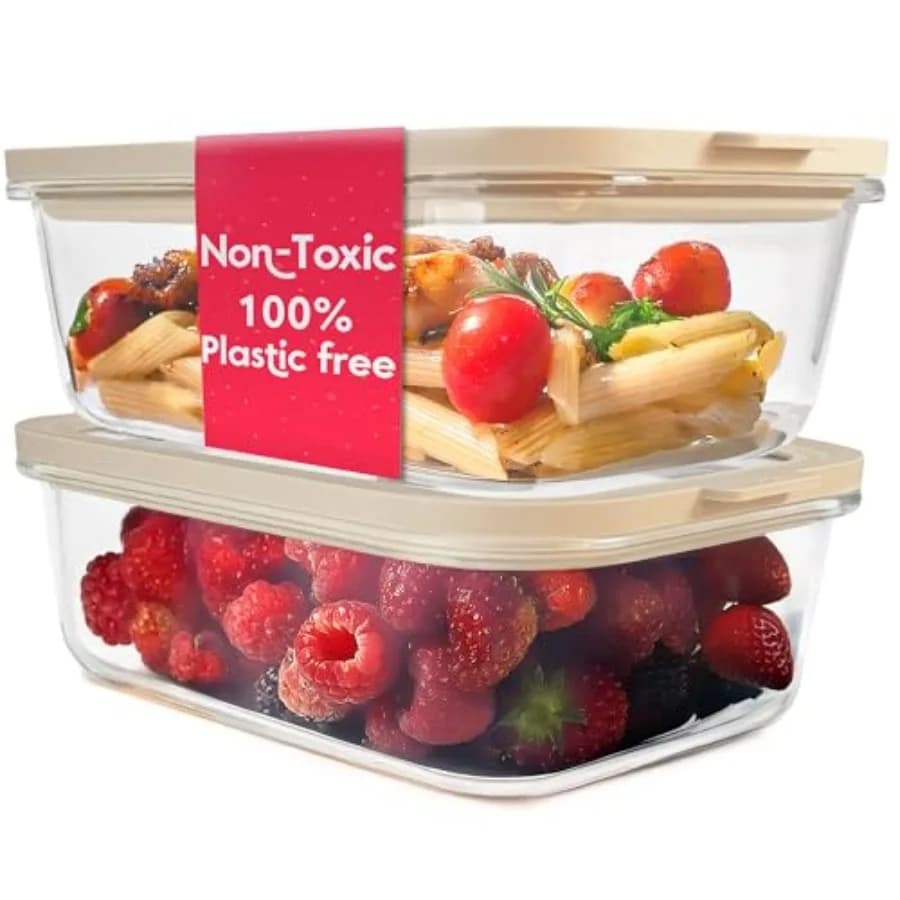 Contenitori in Vetro per Alimenti Ziruma Non Tossici da 6.2 Tazze con Coperchi, Grandi Contenitori per Alimenti Senza Plastica, Ermetici per Preparazione Pasti
