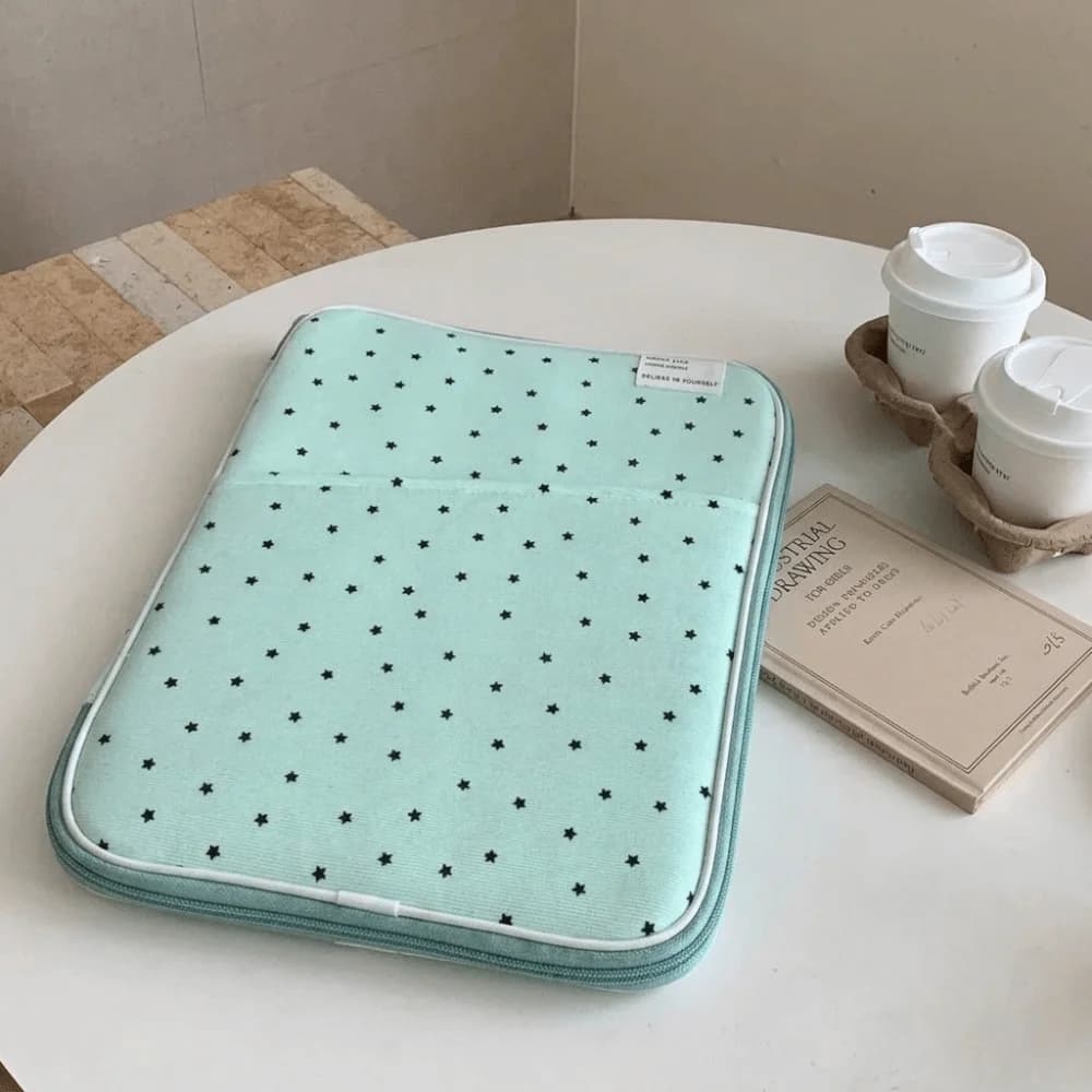Corduroy Star Printed Laptop Sleeve Bag Shockproof Design Soft Notebook Inner Bag 13.3 Inch 10-11 Inch Lightweight Slim