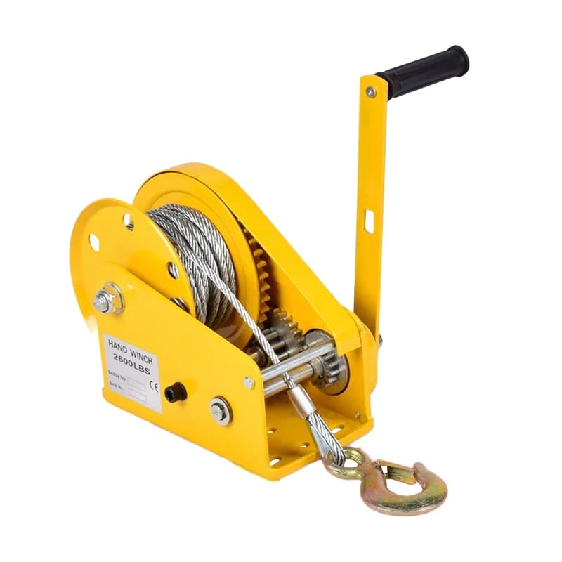 2600LBS-10M Manual Winch With Auto-Brake,Heat-Treated Hardened Gear,Stainless Steel Rope For Marine/Off-Road Recovery