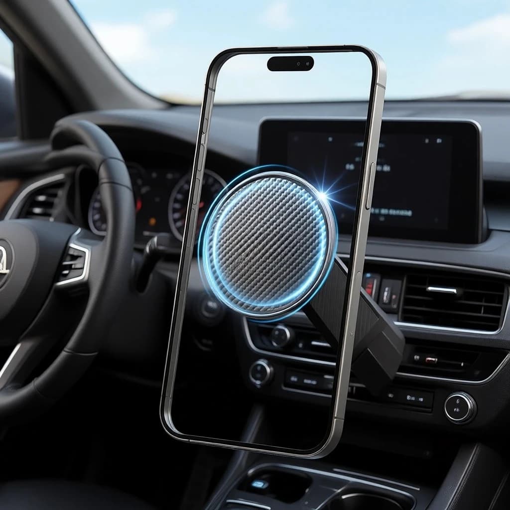 Supporto Magnetico Pieghevole per Auto MagSafe, Regolabile a 360°, Compatibile con Tesla Model Y Juniper Model 3 e iPhone