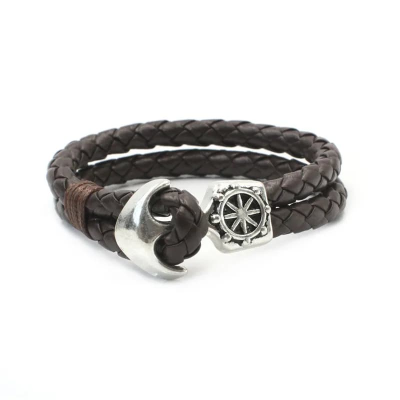 New European and American fashion style men's bracelet anchor leather hand-woven fashion charm jewelry gift
