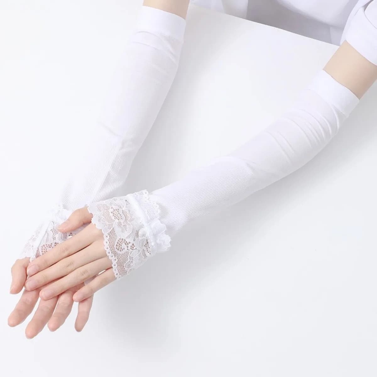 Women Long Elastic Arm Sleeve Fingerless Driving Gloves Sexy Lace Arm Cover Sun Protection Wrist Sleeve Comfort Soft Mittens