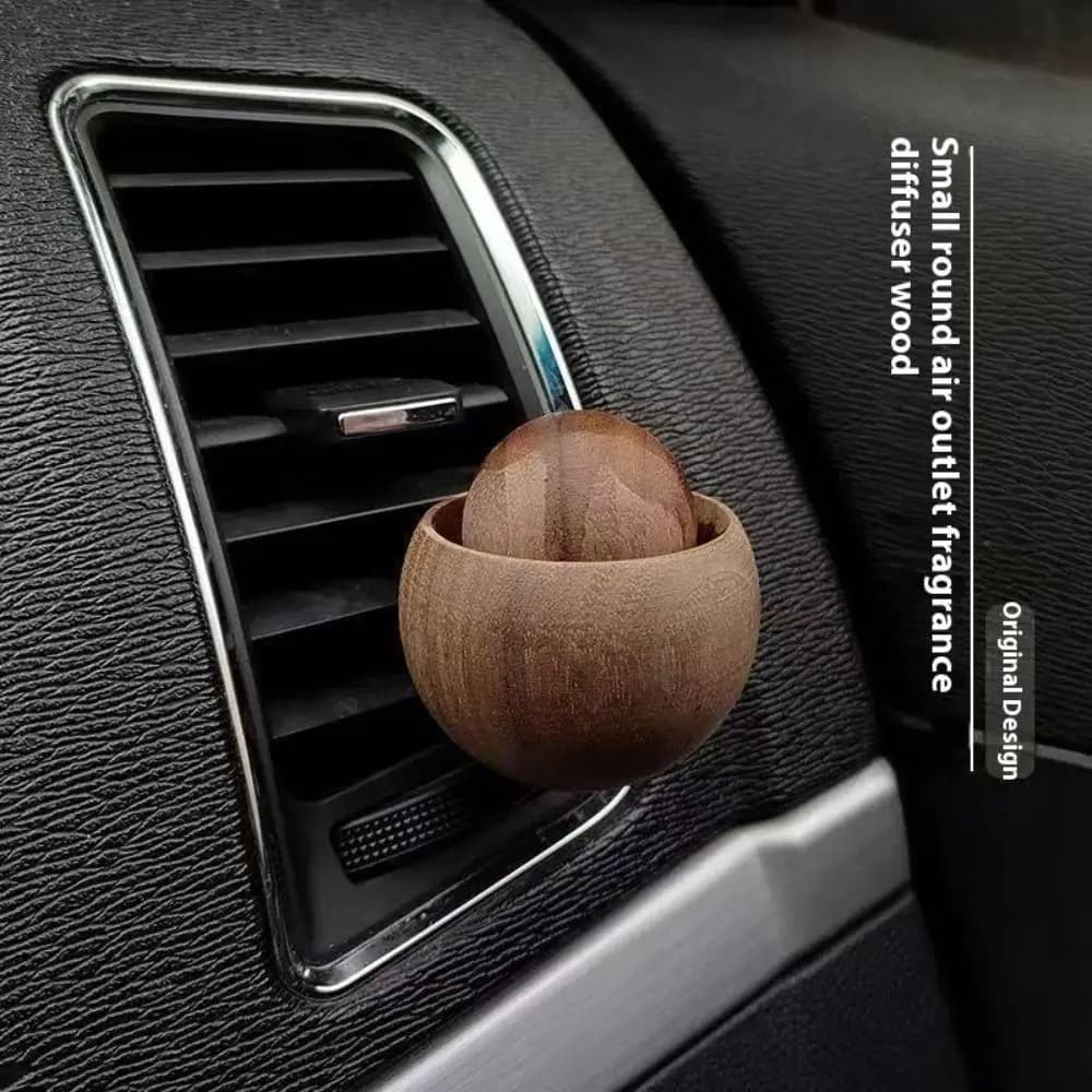 Spherical Car Essential Oil Diffuser Natural Fragrance Long-lasting Floral Wooden Aroma Diffuser Clip-on Slowly Volatile