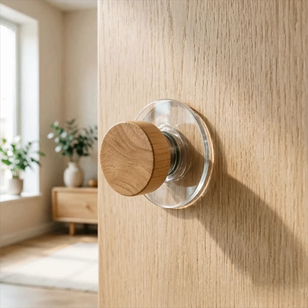 10 Pezzi Ganci a Ventosa in Legno Naturale, Design Minimalista Nordico, Adesivi Senza Foratura