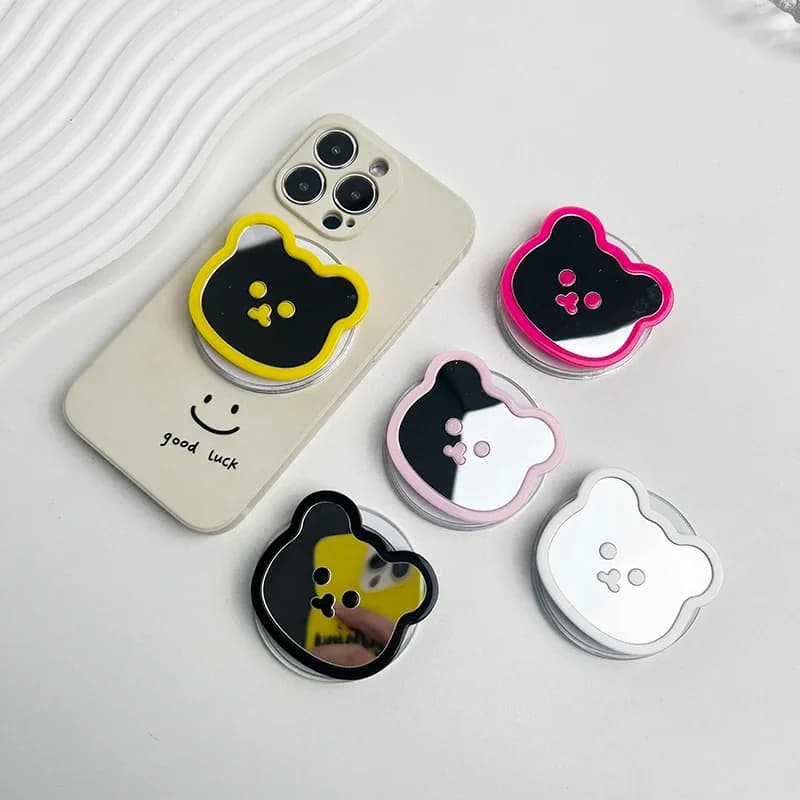 Supporto per telefono Tok con presa magnetica per specchio coreano simpatico orso per Magsafe IPhone Mac Samsung Supporto pop espandibile per dito sicuro