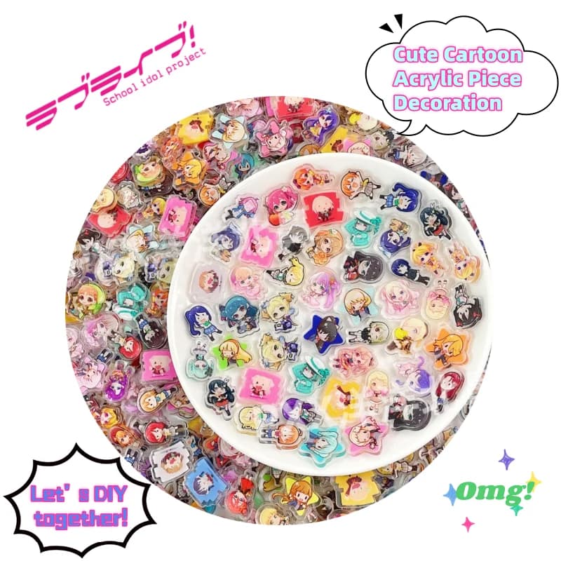 New Love Live！Acrylic Pieces Creative Personality Cartoon DIY Decorative Phone Case Photo Frame Bookkeeping Book Paper Stickers
