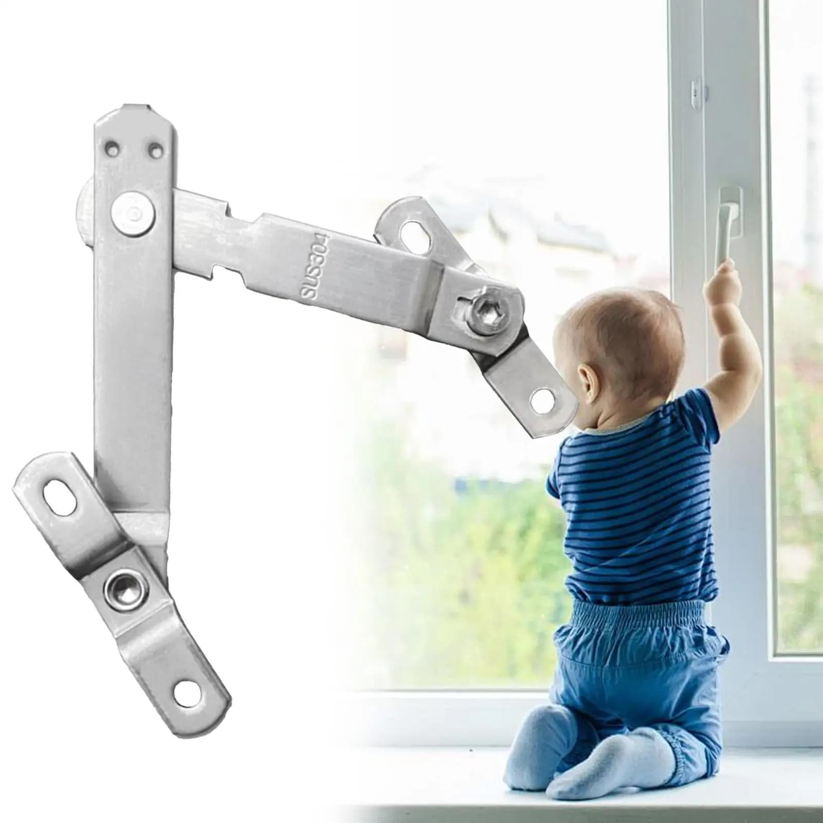 Limitatore per finestra Dispositivo di controllo dell'apertura della finestra Limitatore Tappo di protezione Sicurezza in acciaio inossidabile per casa RV Patio Casa