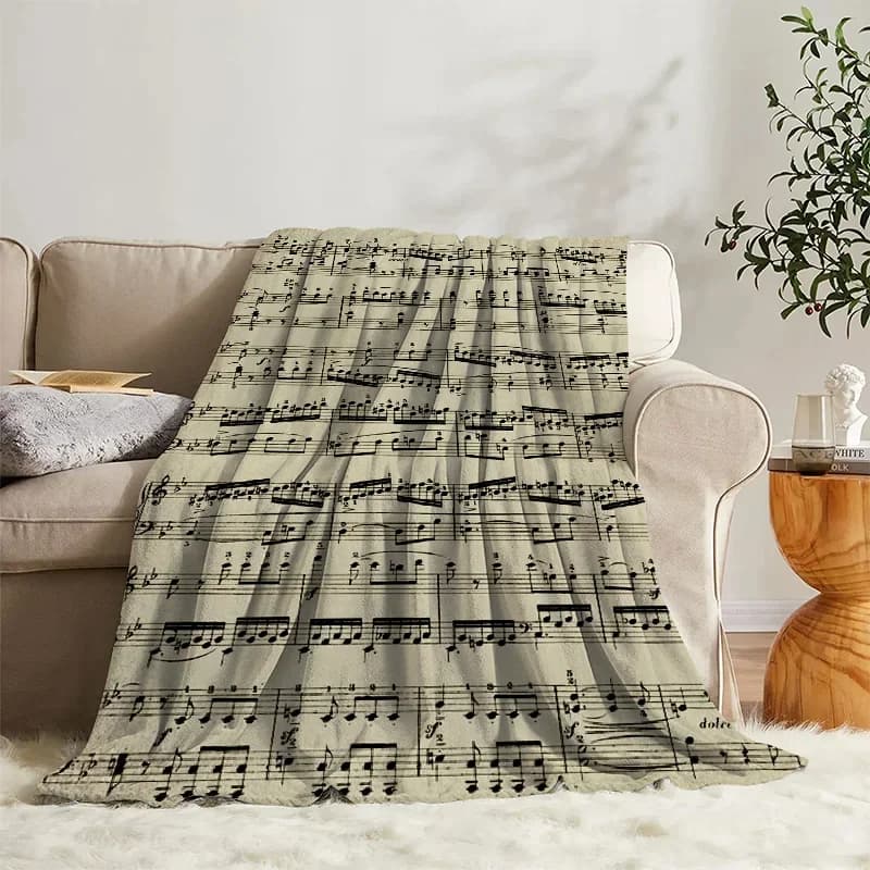 Coperta soffice Nota musicale vintage Divano Camp Pisolino Copriletto Coperta accogliente Coperta in pile Tessili per la casa Regalo di compleanno Coperta Arredamento camera da letto
