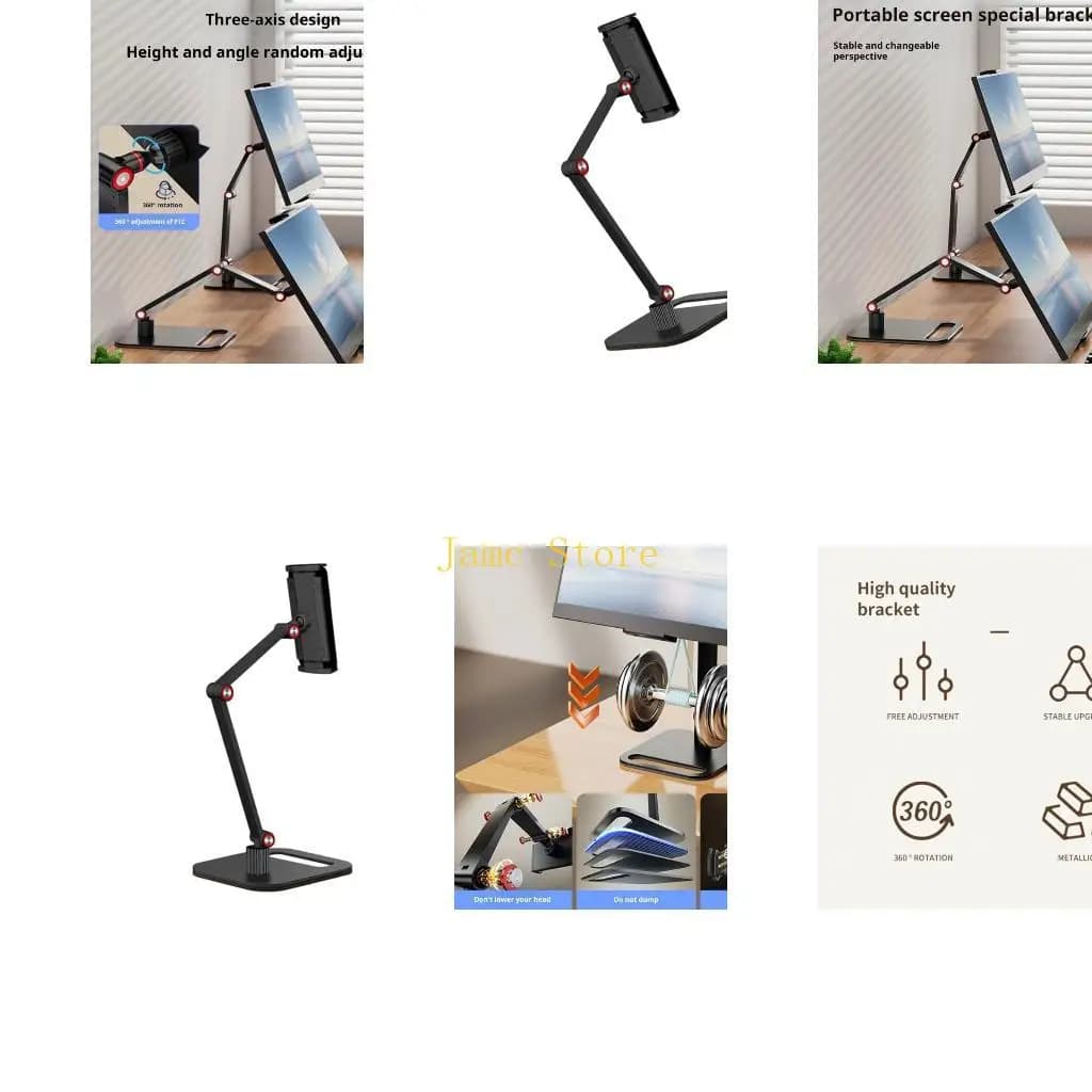 LX0B Adjustable Portable Folding Monitor Tablet Stand Arm 360 Degree Rotating Screen Holder Monitor Stand Desktop Assembly