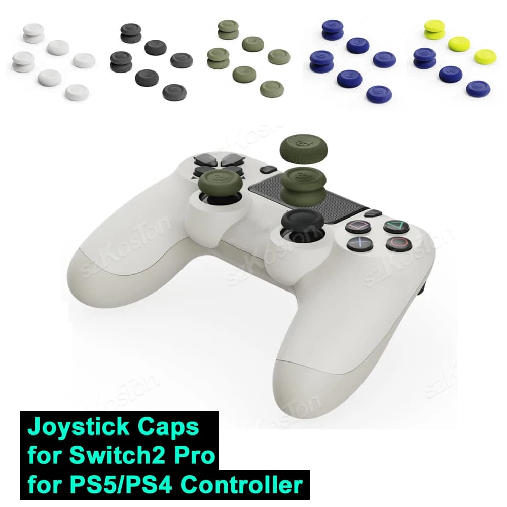 6PCS Joystick Caps per Switch 2 Pro per PS5/PS4 Controller GamePad Silicone antiscivolo Ergonomico Thumb Grips Accessori da gioco