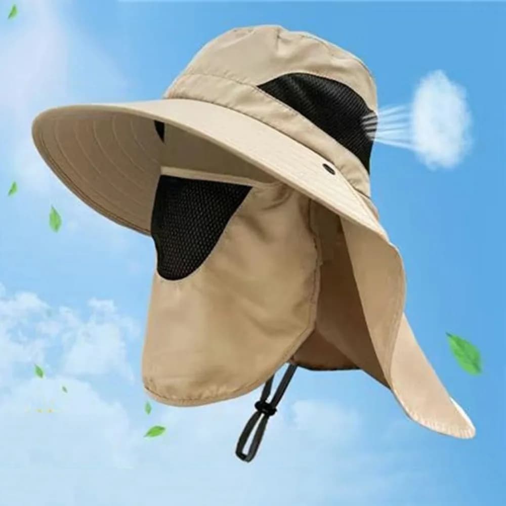 Set Cappello Balaclava e Maschera, Cappello da Pescatore con Protezione UV, Fascia per Collo, Cordino Regolabile per il Mento, Cappello da Sole per Arrampicata