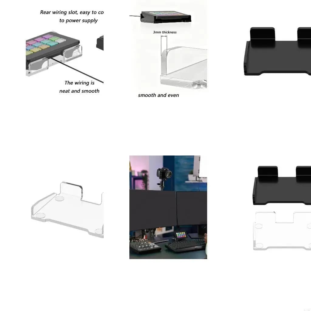 Transparent / Black Acrylic Mounting Base For Stream Deck 2 Modern Desktop Stand High Gloss K1KF