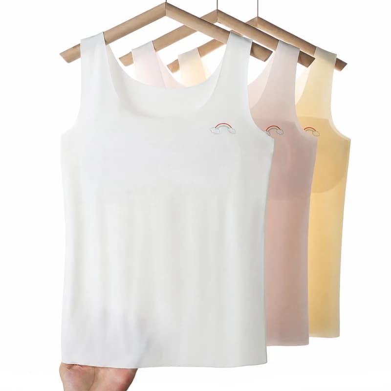 1pcs Girl Seamless Tank Top Kid Ice Silk Camisole Student Comfort Vest Children Soft Undershirt Thin Cotton Protection Underwear