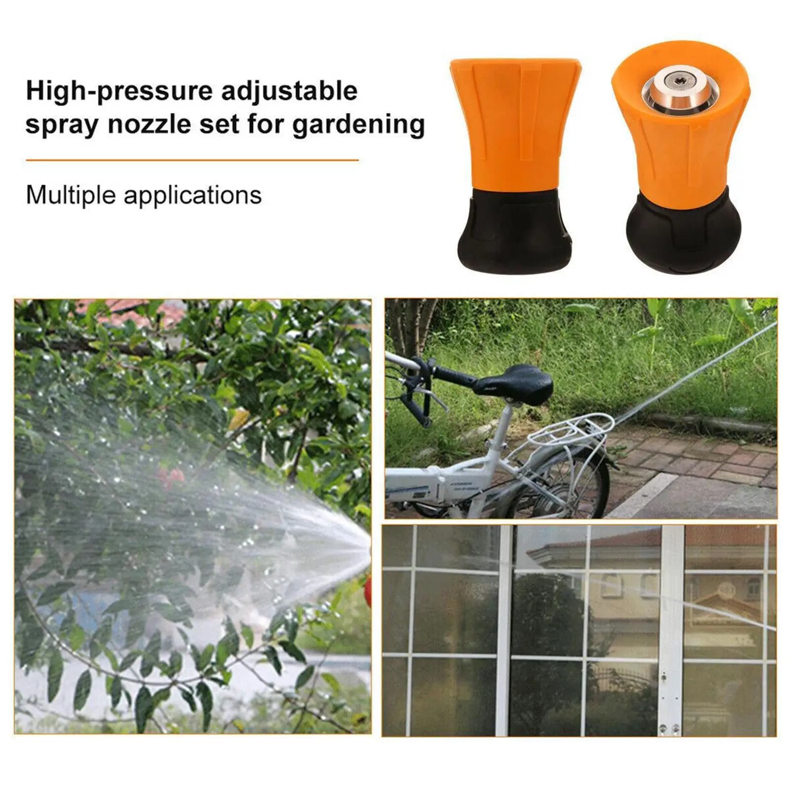 Garden Hose Sprayers Nozzles High Pressure Zinc Alloy Head for Car Wash and Lawn Watering