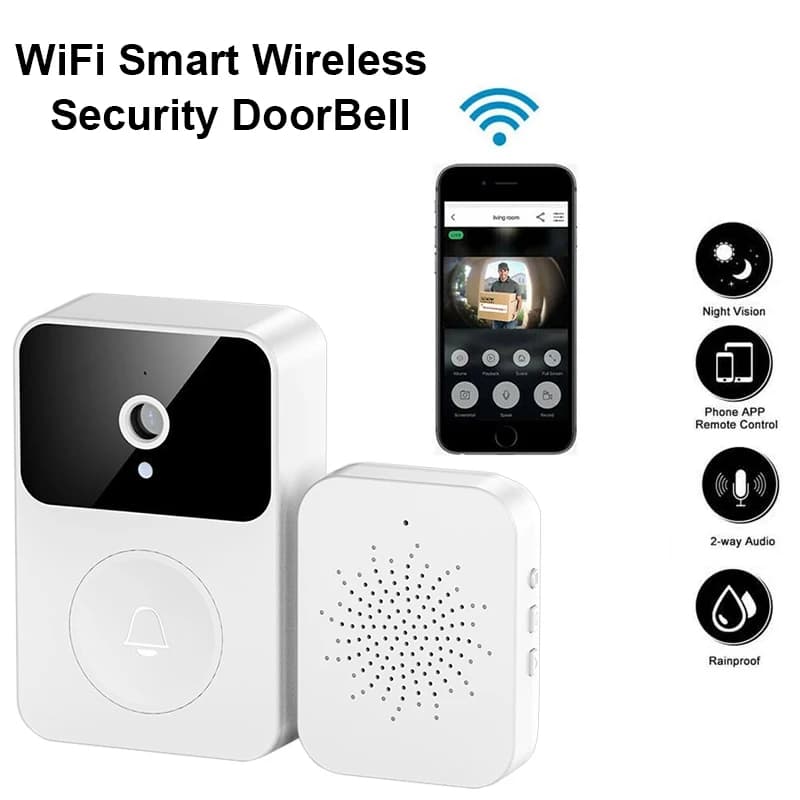 Smart WiFi Video Doorbell HD Night Vision Low Power Rechargeable Home Security Wireless 1 To 1 Intercom Doorbell