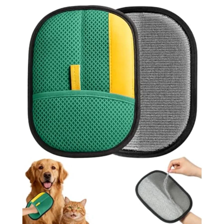 Guanto Spazzola Rimuovi Peli Animali Domestici Migliorato e Ispessito per Gatti e Cani, Riutilizzabile, Potente Strumento per la Toelettatura e la Rimozione dei Peli dai Vestiti