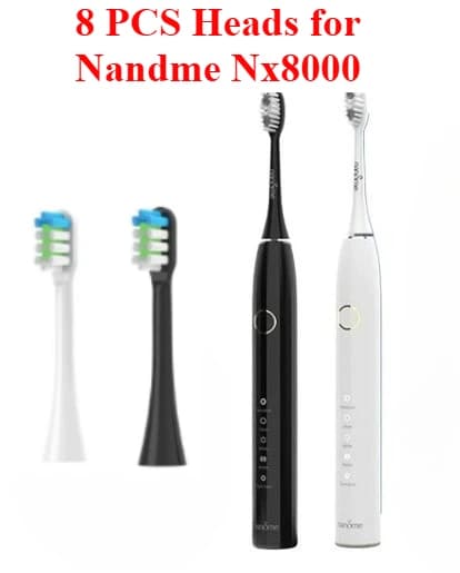 8 testine di ricambio per spazzolino elettrico sonico Nandme Nx8000, setole morbide DuPont, testine per Nandme Nx8000