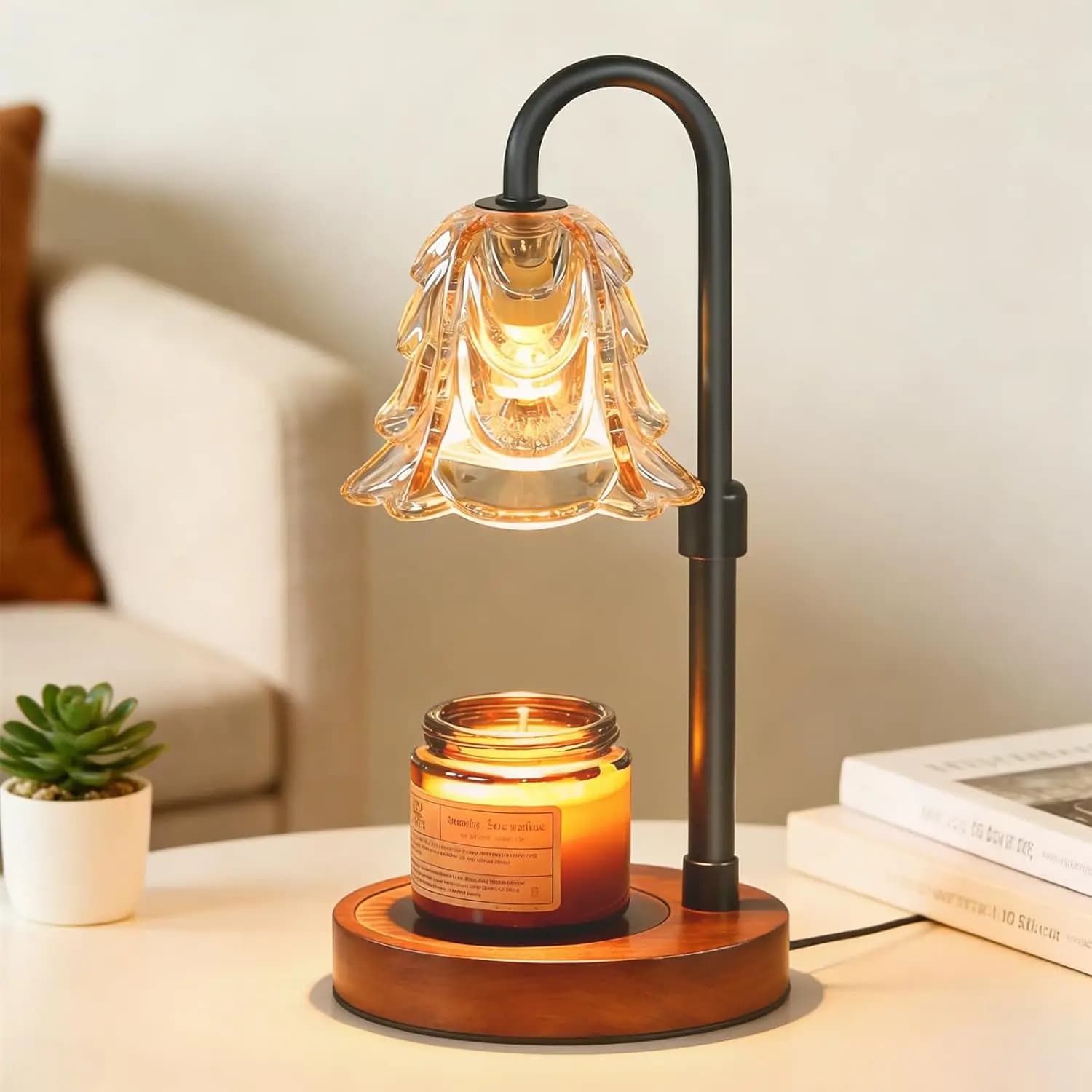 Scaldacandele lamp with Timer and Dimmer, Electric Heater for Candles in Barattolo, Safe Flameless Light for Bedroom Furniture