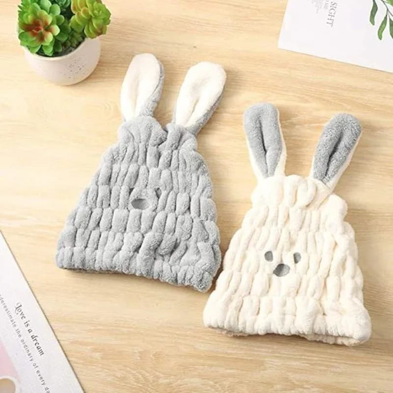 2 Pezzi Asciugacapelli in Microfibra a Forma di Coniglio, Turbante Asciugacapelli Rapido per Donne, Bambini e Ragazze, per Bagno, Spa e Nuoto