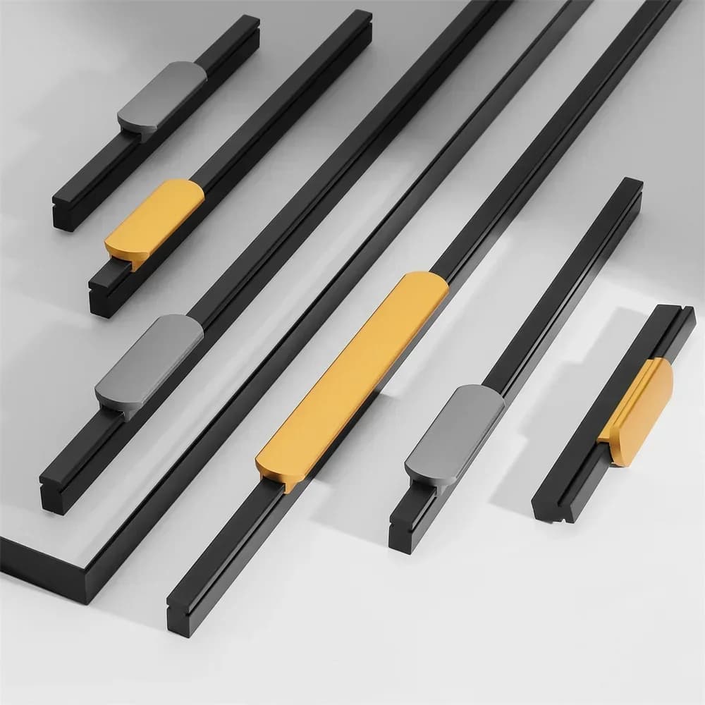 Maniglia per porta dell'armadio Luce di lusso in oro nero Moderno semplice armadio da cucina di fascia alta e maniglie per porte dell'armadio per mobili