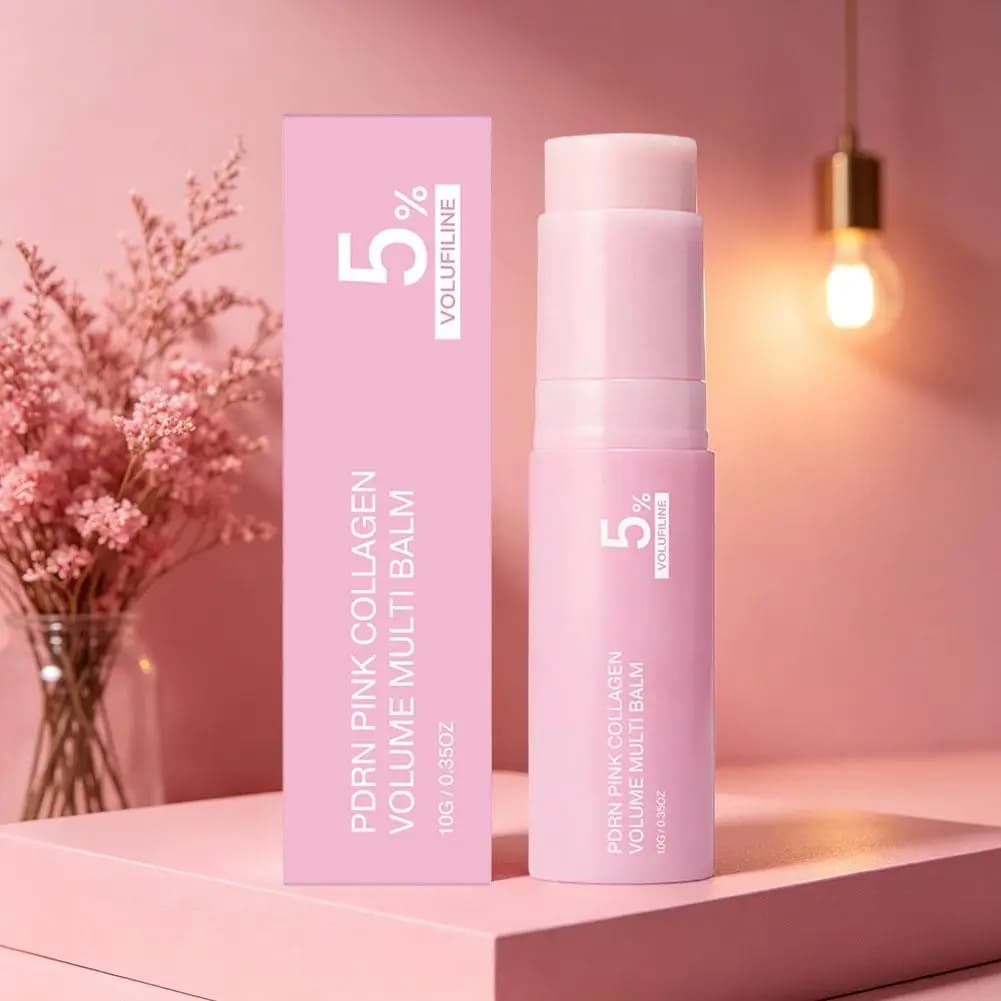PDRN Pink Collagen Volume Multi Balm 10g, Formula Volufiline 5%, Hydrating Stick Long Lifetime, Repopulating and Anti-Age for Skin Care
