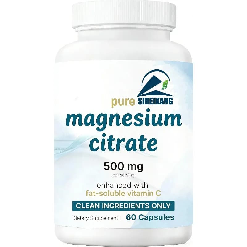 Integratore di citrato di magnesio puro da 500 mg con 60 capsule di vitamina C liposolubile come principio attivo