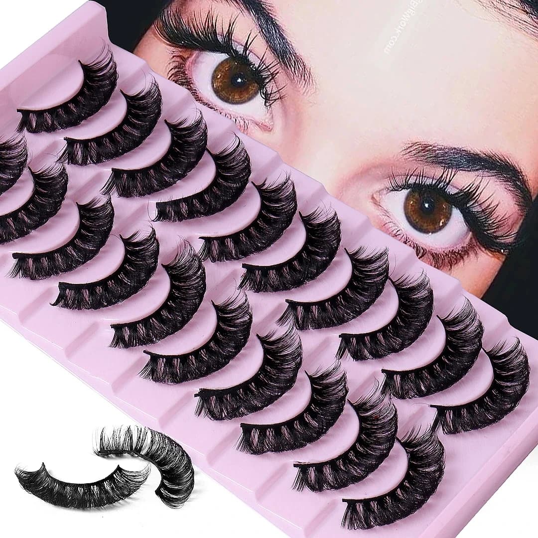 10 paia DD Curl Lashes Russian Strip Lashes Ciglia di visone 3D Estensioni ciglia soffici riutilizzabili lunghe naturali