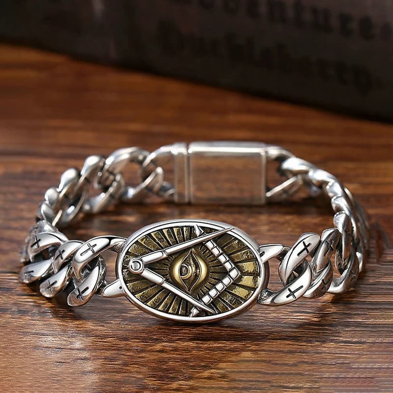 Fashion Retro 925 bracciale in argento l'occhio del metallo Demon18/20/22CM catena a maglia cubana accessori per gioielli da uomo regalo