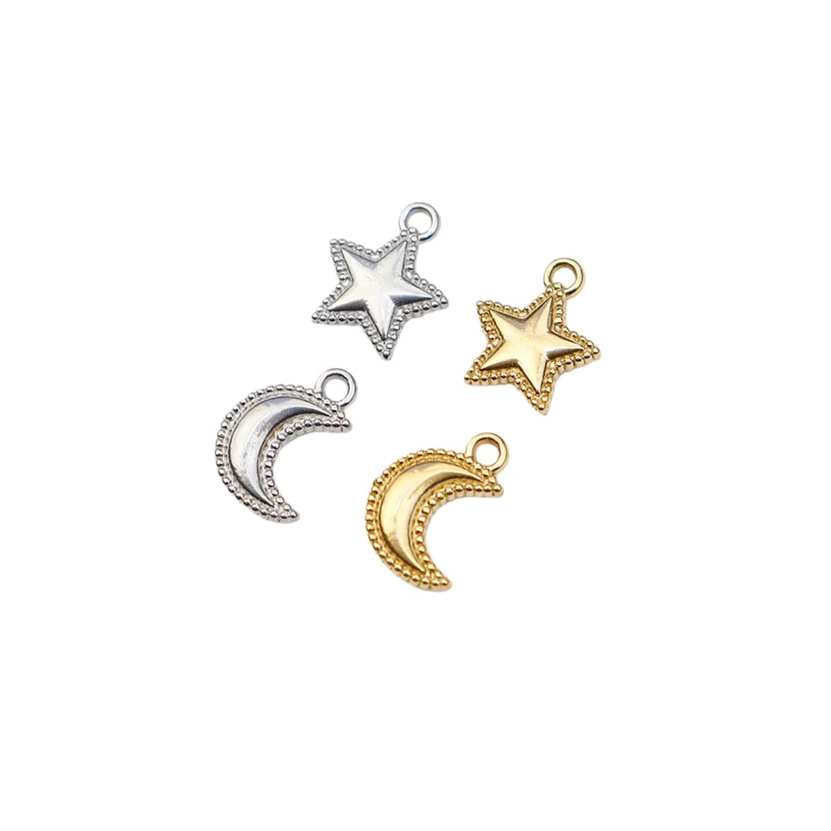 5 pezzi di fusione in acciaio inossidabile stella luna moneta pendenti con ciondoli fai da te fatti a mano collana orecchini accessorio gioielli di moda piastra PVD