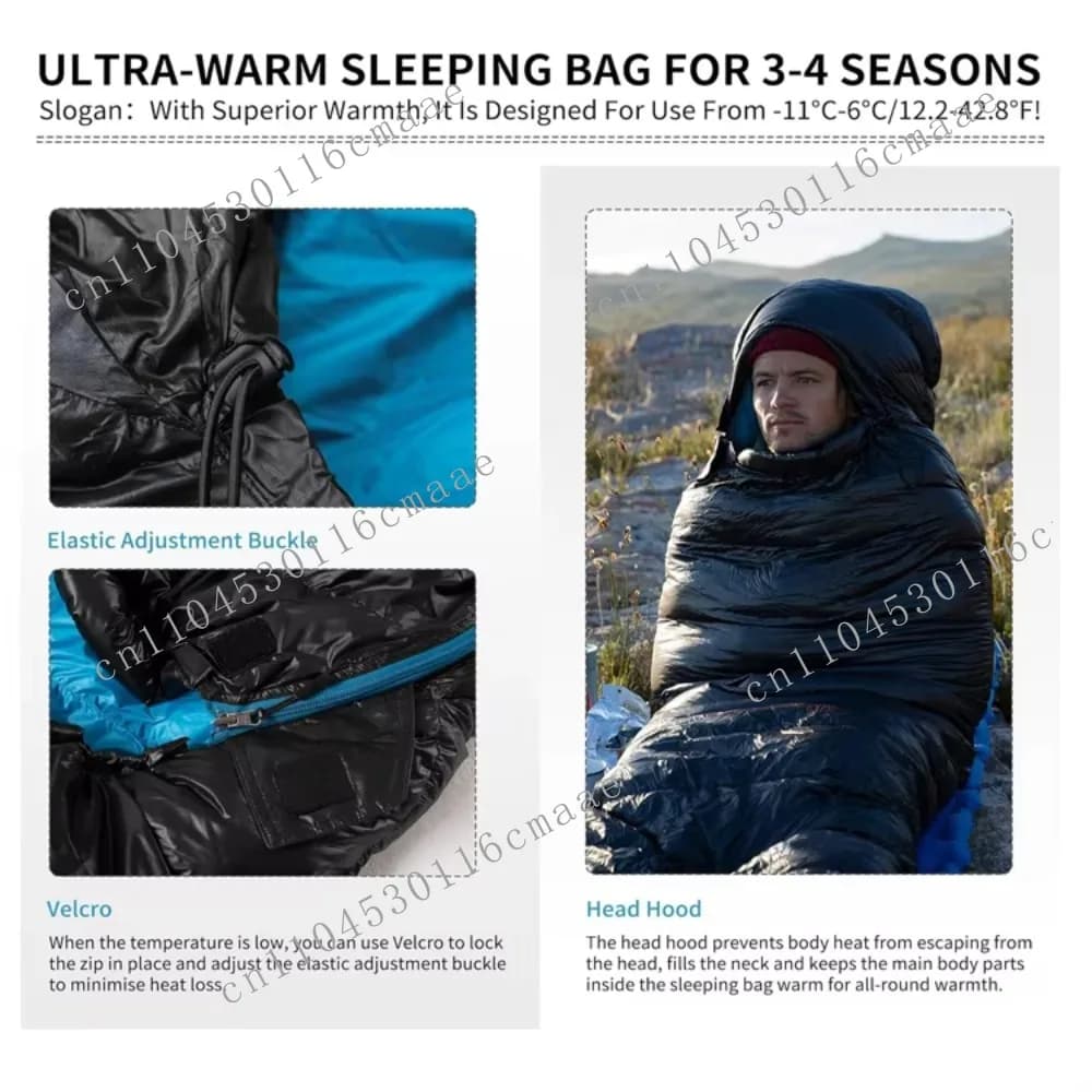 Customized 550FP Winter Pear Bag in Goose Feather 32 °F Ultralight Pele Bag for Adults