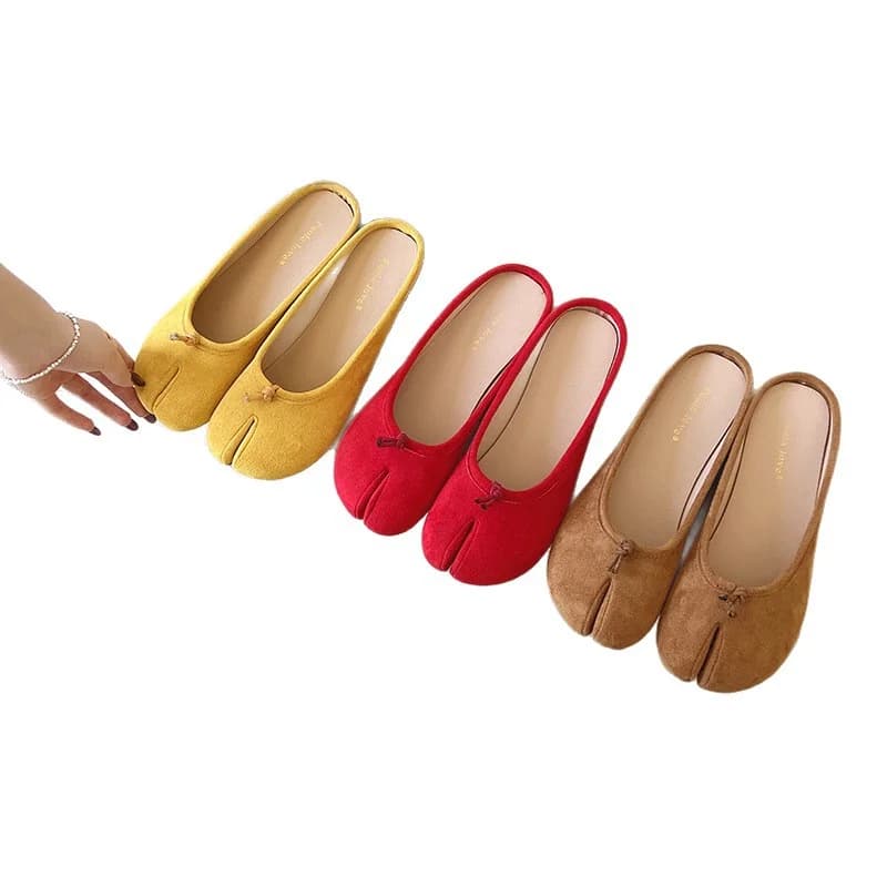 2026 Fashion New Woman Microfiber Leather Comfy Flats Split Toe Slippers Soft Bottom Loafers Ballet Ladies Loafers Size 36-40