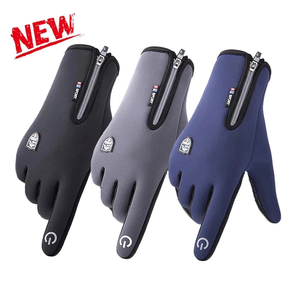 Touchscreen Guanti da bicicletta termici invernali caldi da ciclismo Guanti da bici da sci da campeggio all'aperto Escursionismo Guanti da moto Sport Dito intero