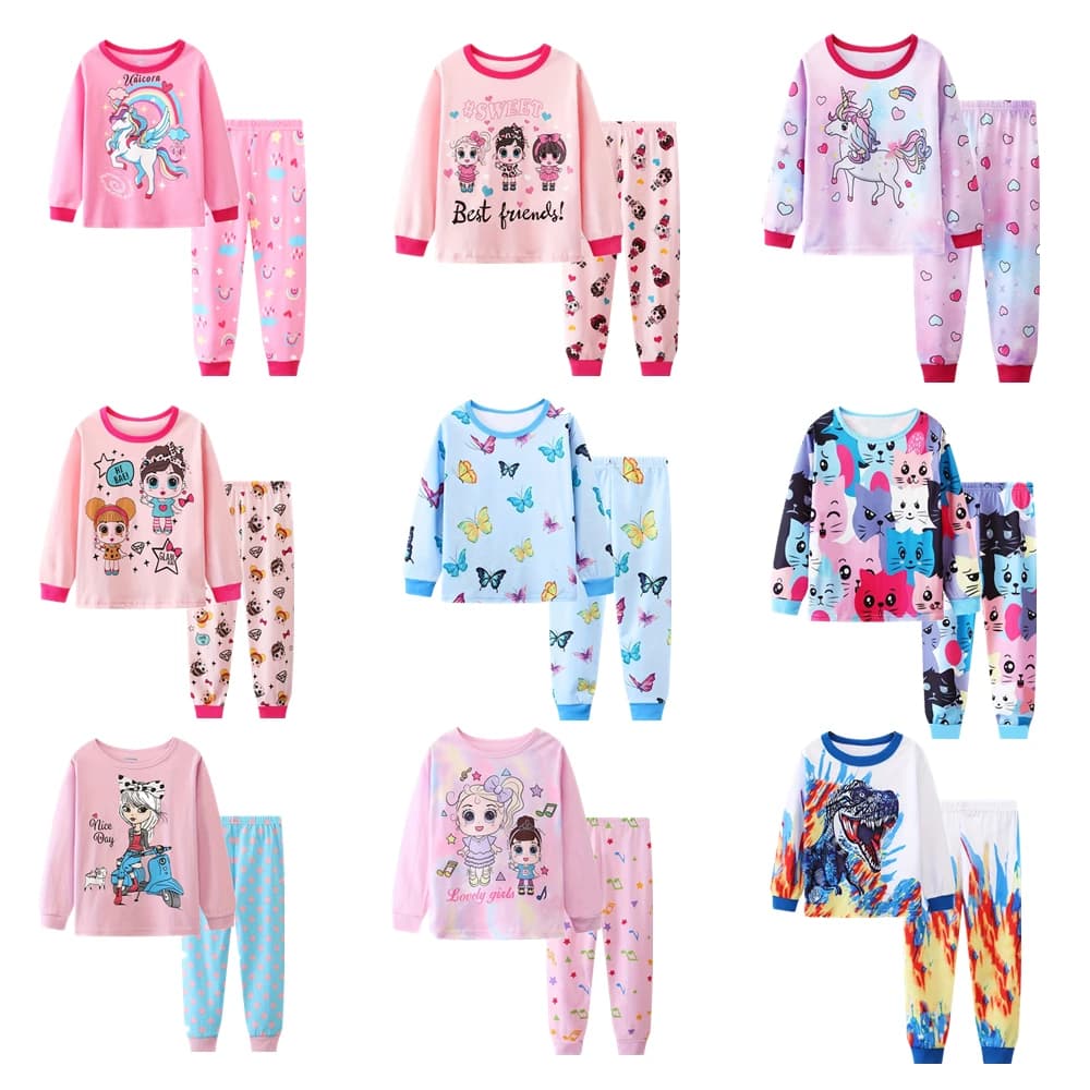 Set pigiama casual con stampa animalier girocollo da 2 ragazze