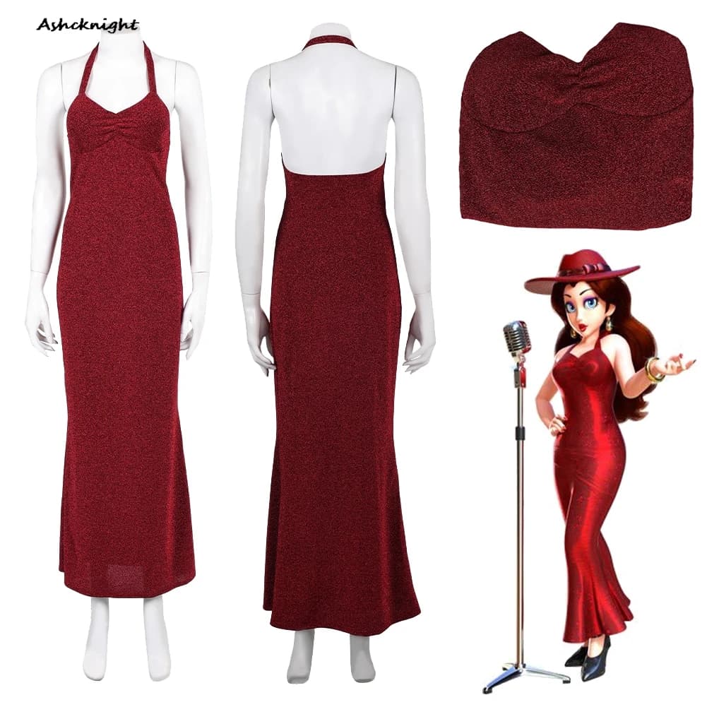 Gioco Anime Bros Cosplay Pauline Abiti rossi Vestiti Donna Festa Travestimento Gioco di ruolo Costume di Halloween Abiti di carnevale