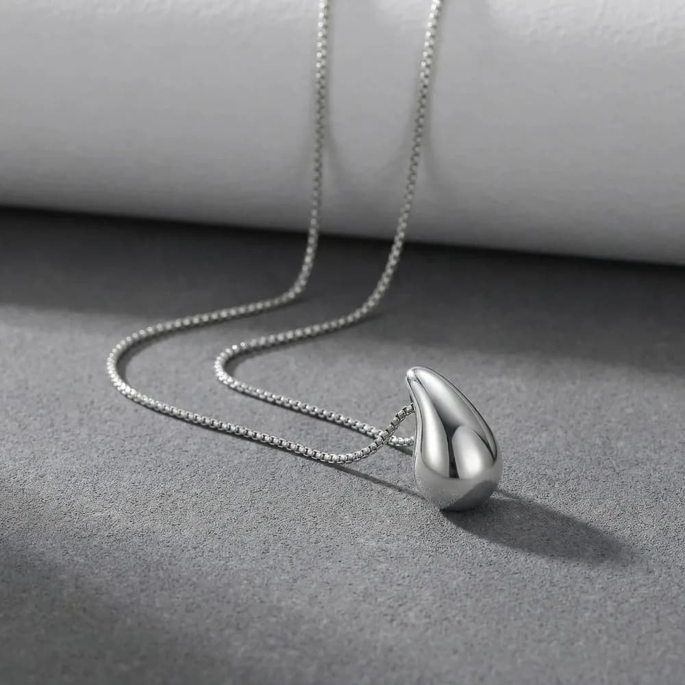 Fashion Waterdrop Pendant Necklace for Women Stainless Steel Snake Chain Necklaces Hip Pop Jewelry Gift