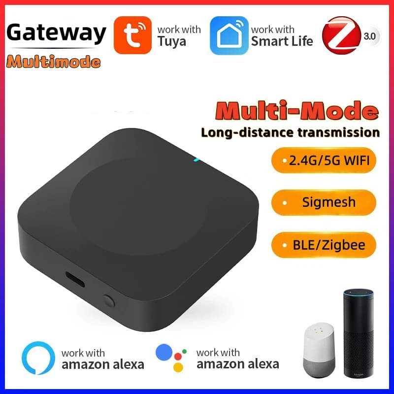 Tuya Multimode Gateway Dual-Band 2.4G 5G WiFi Zigbee BLE Sigmesh Wireless Remote Controller Automatic Tuya Smart Home Repeater