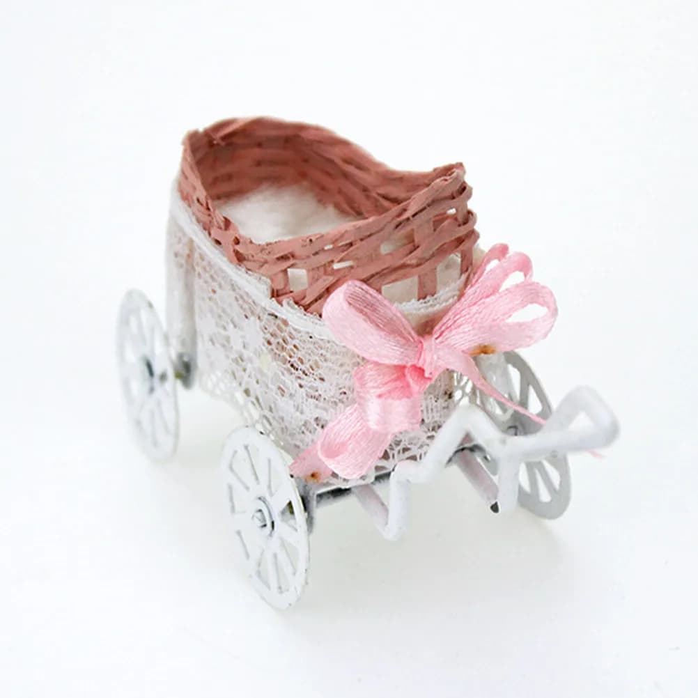 Passeggino in Miniatura, Mini Mobili, Passeggino per Bambole Compatto e Leggero, Accessori Realistici per la Decorazione della Casa delle Bambole per Bambini