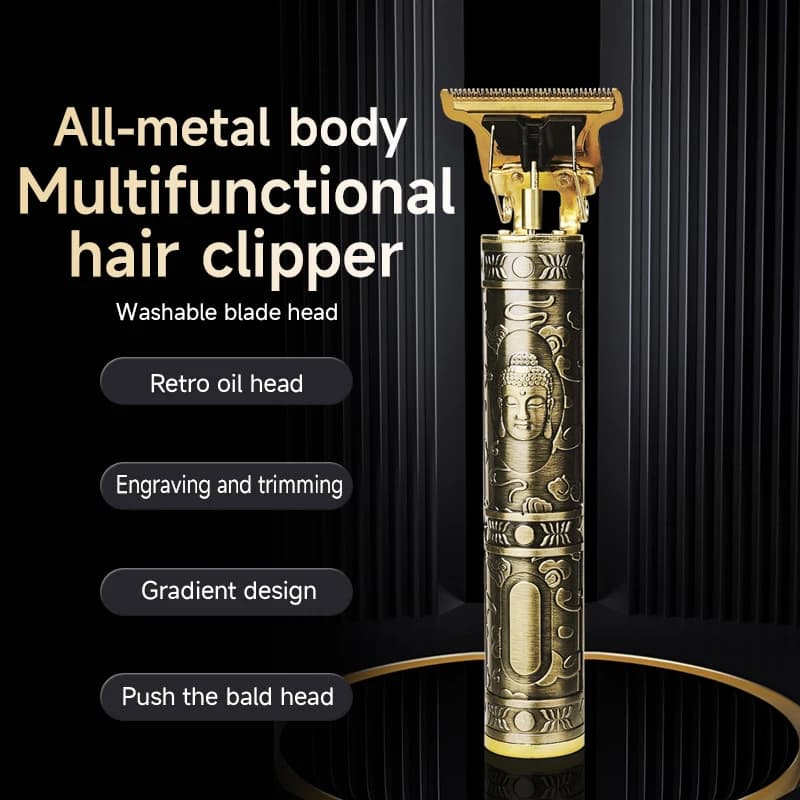 T9 Professional Hair Trimmer Machine Metal Body Stainless Steel Blade Hair Clipper Beard Trimmer for Men Finishing Machine