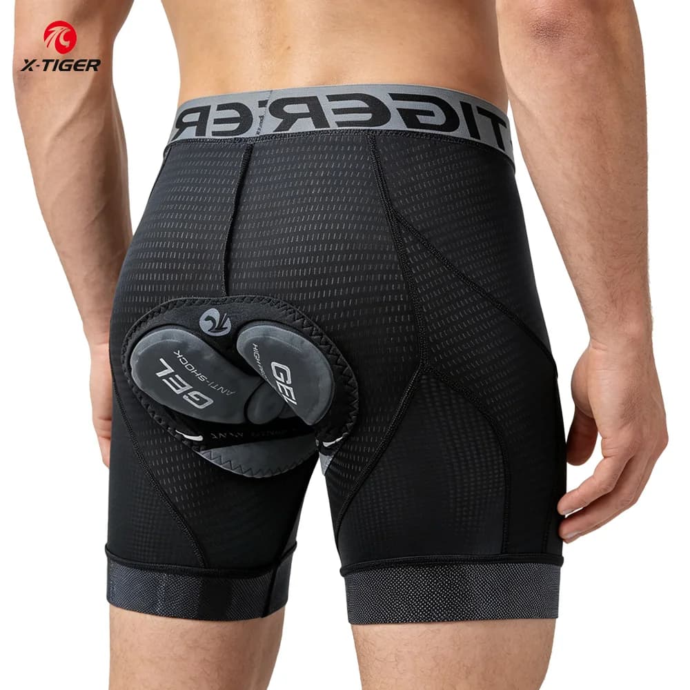 X-TIGER Men's Underwear Cycling Shorts in 5D padded gel, MTB cycling shorts with breathable and absorbent design