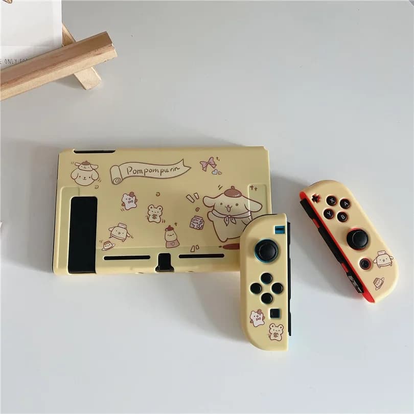 Custodia morbida Kawaii Sanrio Pom Pom Purins per console di gioco Nintendo Switch, controller Joycon, cover OLED, accessori da gaming, regali