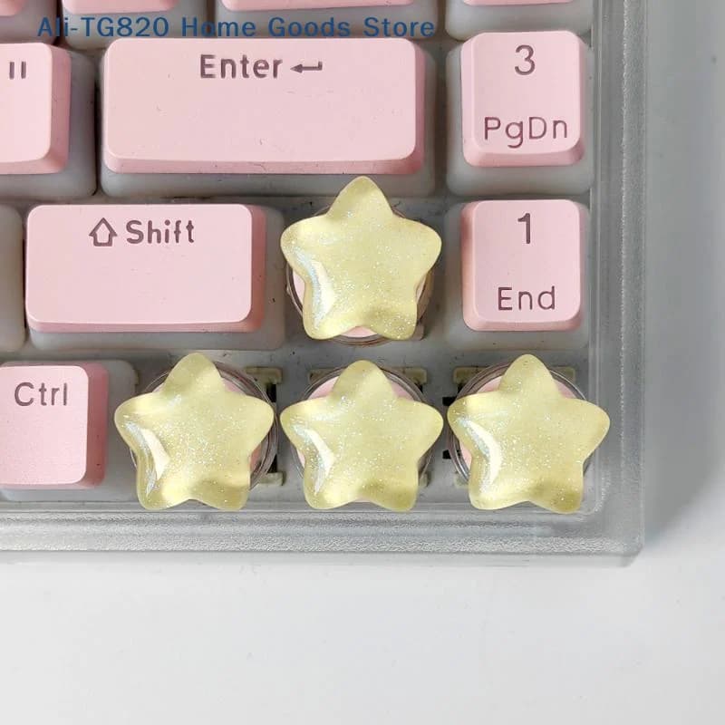 [TG820] 4 tasti a forma di stella, carini e traslucidi, regalo personalizzato per ragazze, accessori per tastiera meccanica
