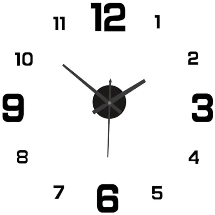 Frameless DIY Wall Clock, Large 3D DIY Wall Clock, Modern 3D Wall Clock Decor Sticker Frameless Wall Clocks, Big Wall Clock Wal