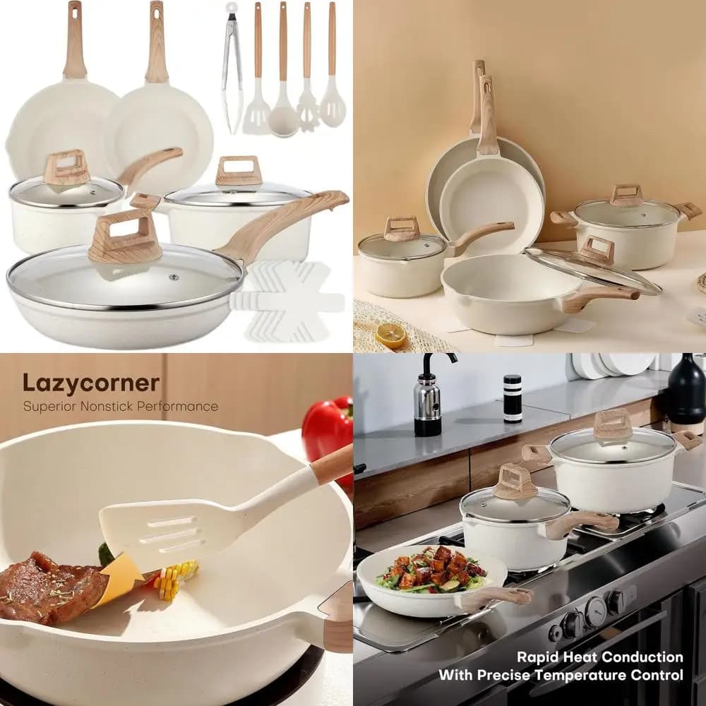 Set of 18 Pieces for Kitchen Anti-Agent Pots, Includes Plates and Plates
