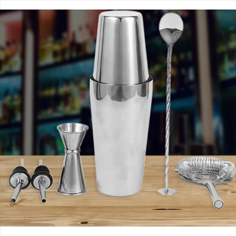 Set Shaker per Cocktail ELEG in Acciaio Inox, Set Boston Mixer con Ricette, Versatore, Muddler e Jigger