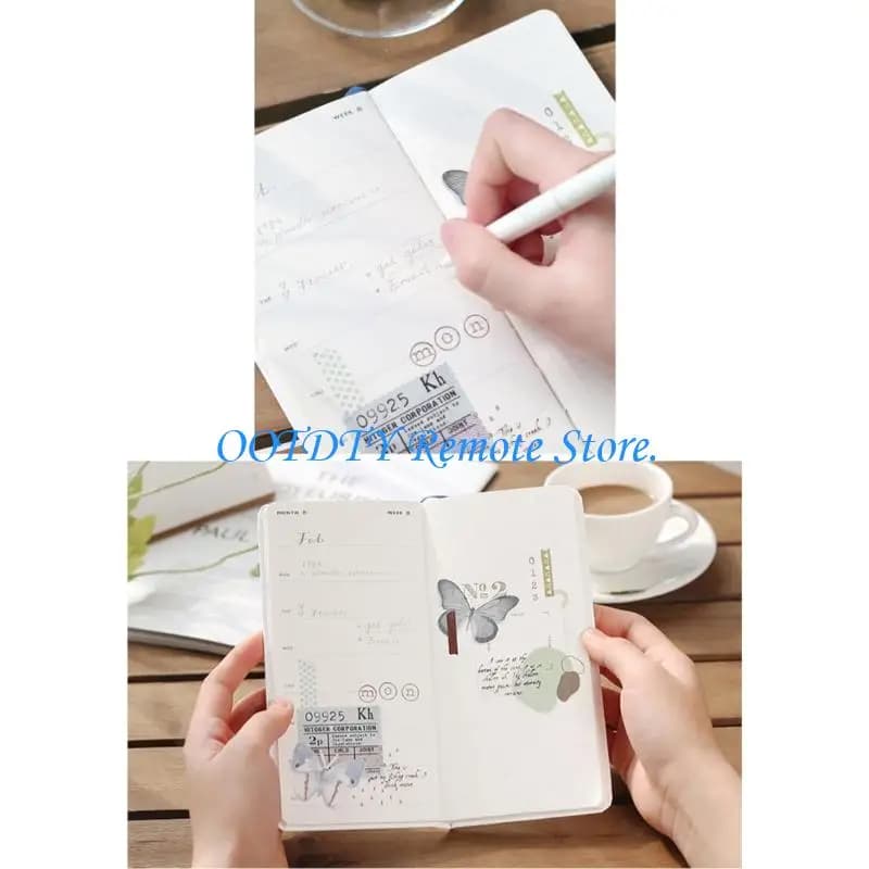 Light Weight Design Weekly Planner Notebook Features Selves Filling Layout and Recycled Paper for Travel Recording Needs
