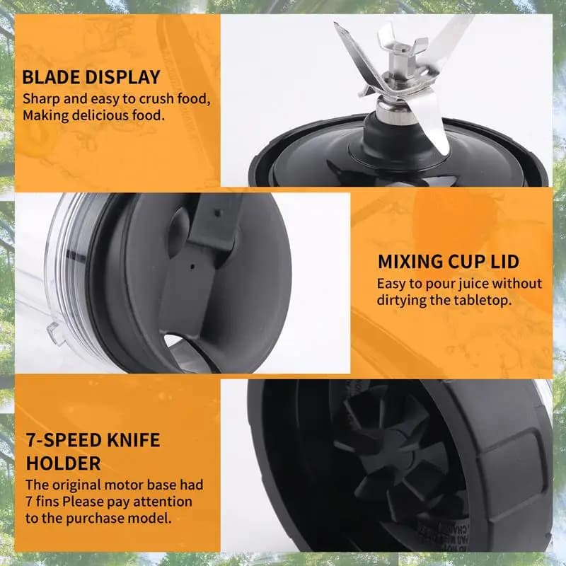 Parti di ricambio di tendenza 2025 per frullatore Ninja BL450-30 BL456-30 BL480-30Ect, tazze frullatore Ninja da 24 OZ e accessori per lama a 7 alette